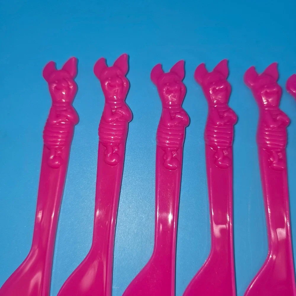 Vintage  Plastic Character Flatware Set Winnie the Pooh Piglet Frog Octopus 10pc